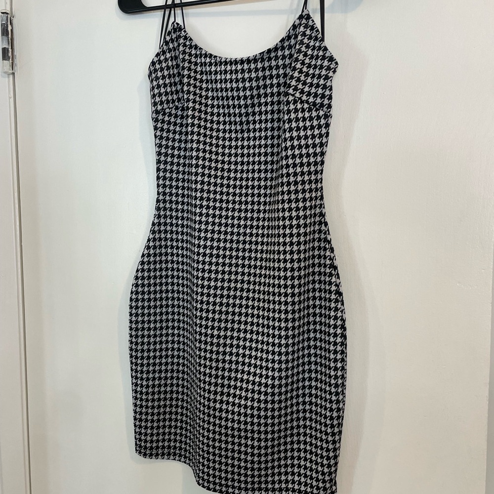 Lovely Day Black and White Sheath Mini Dress